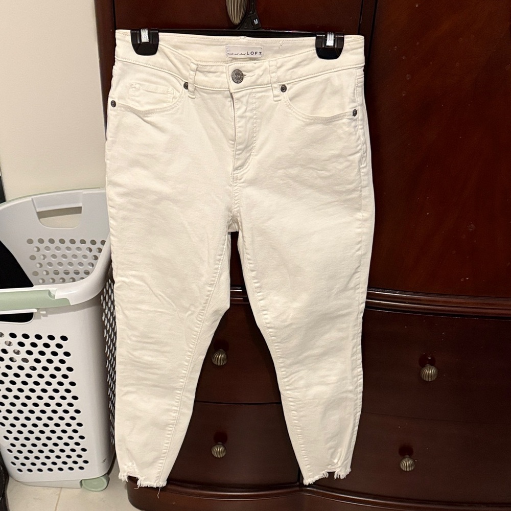 LOFT Cream Skinny Jeans for Women
